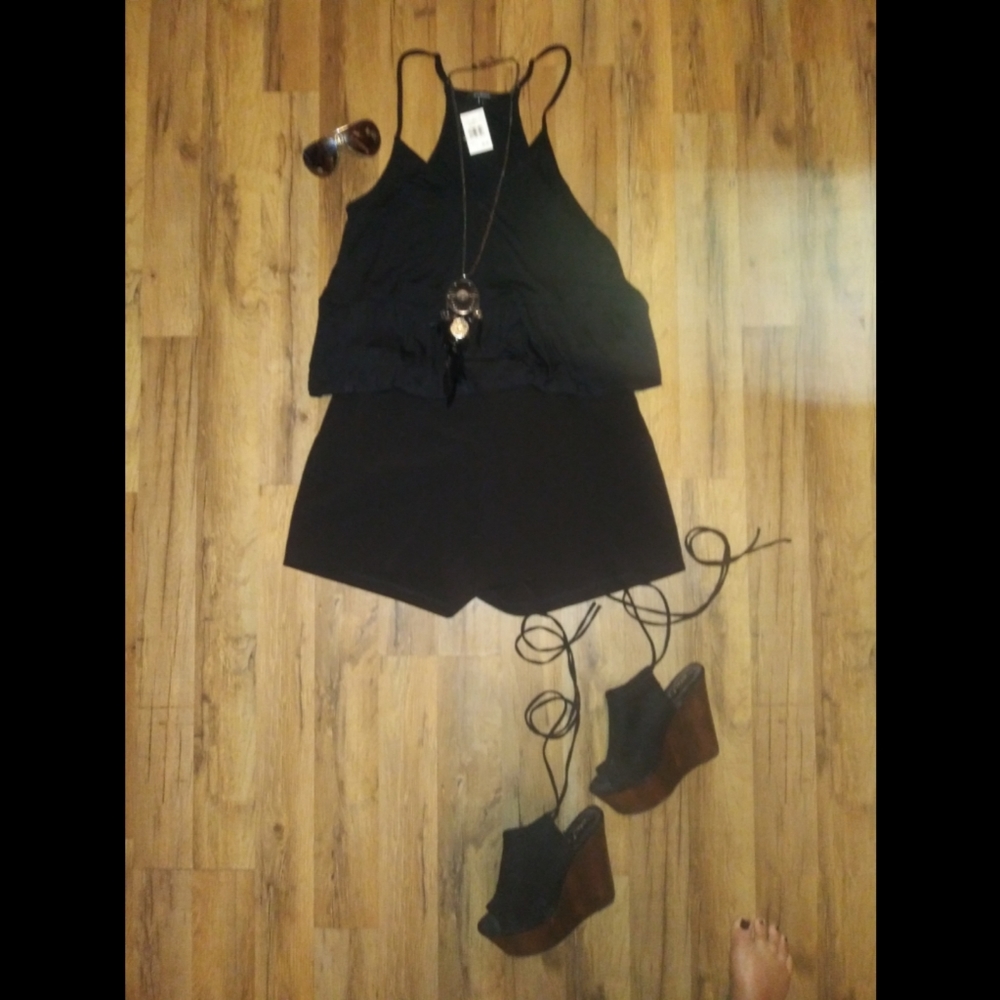 Ambiance Black Flowy Camisole Top